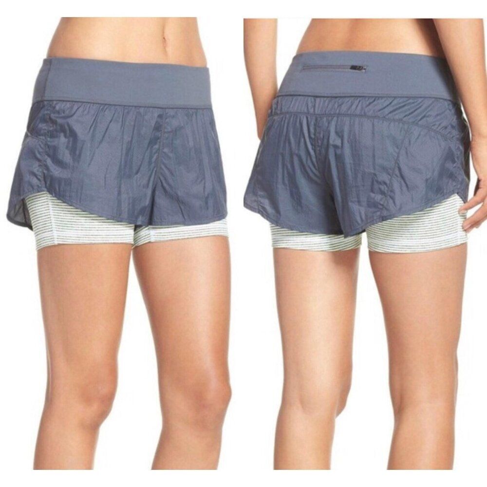 ZELLA Euphoria Layered Running Shorts Gray Lined Sm